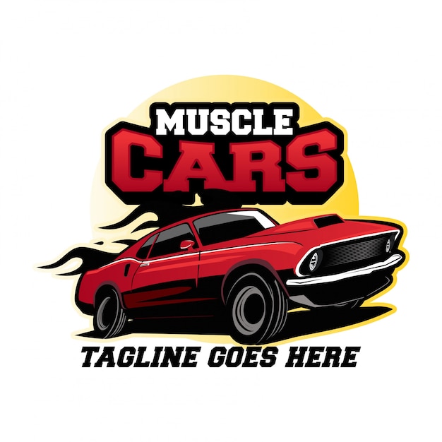 Concetto di design del logo di muscle car