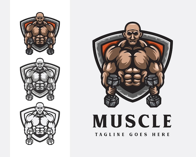 Vector muscle gym logo design