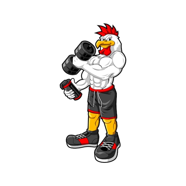 Vector muscle gymnastic chicken or rooster