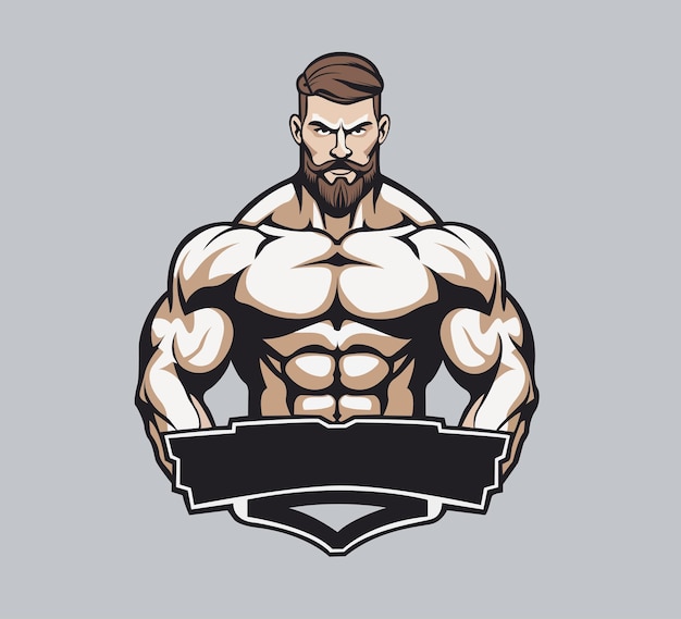 Premium Vector | Muscle man fitness logo for gym manually created