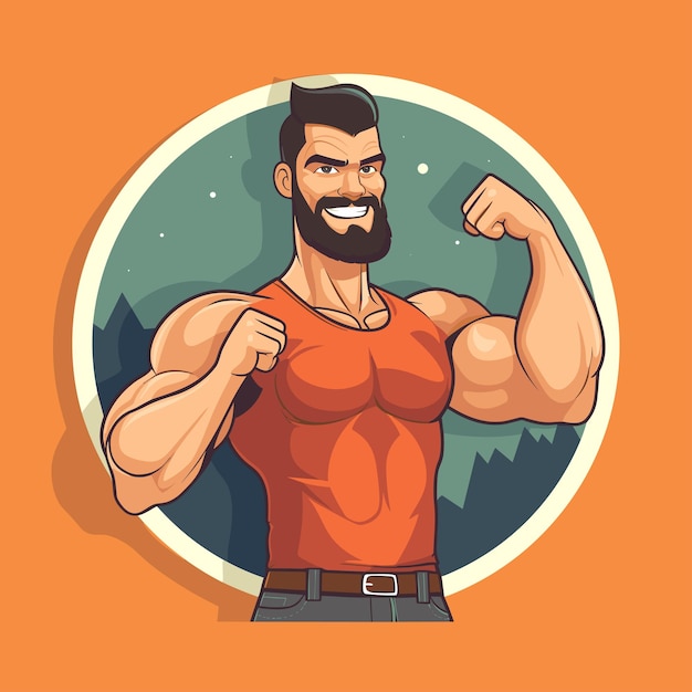 Vector muscle man flat logo