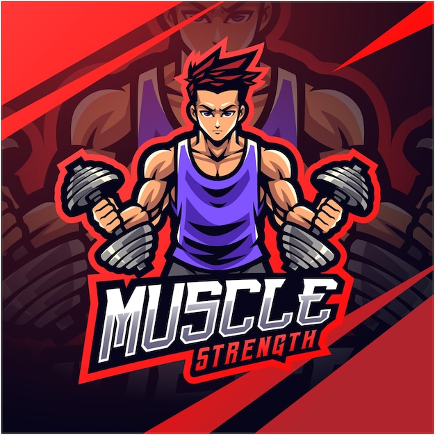 Muscle man mascot logo design