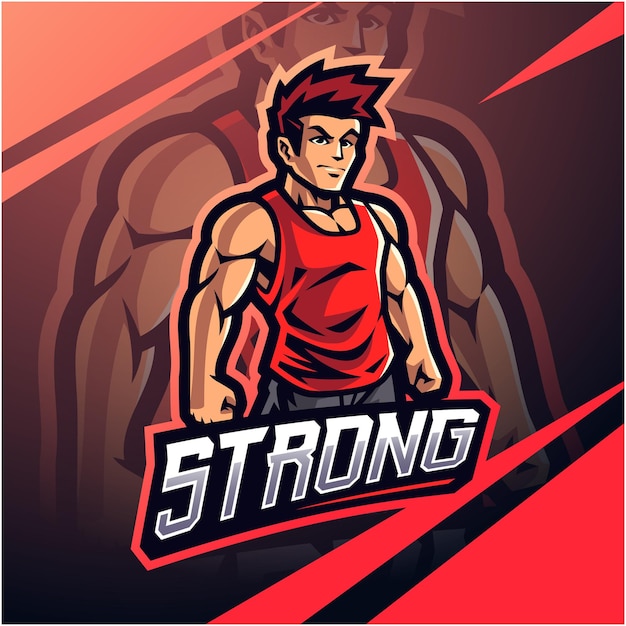 Muscle man mascot logo design