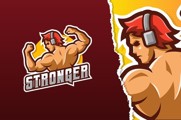 Muscle man mascot logo template