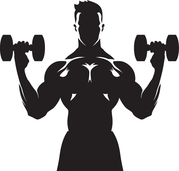 Muscle mastery black man con dumbbell workout whirl dumbbell vector emblem