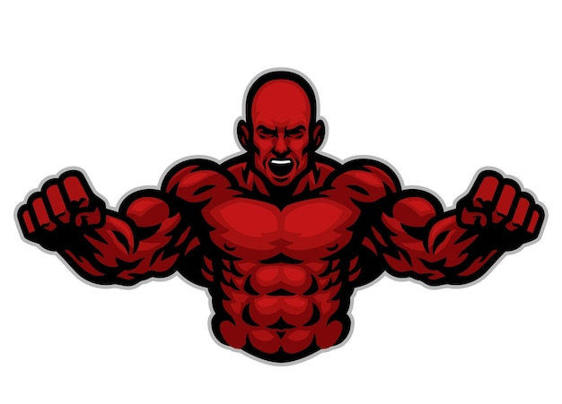 Muscle Posing Bodybuilder Athlete Mascot