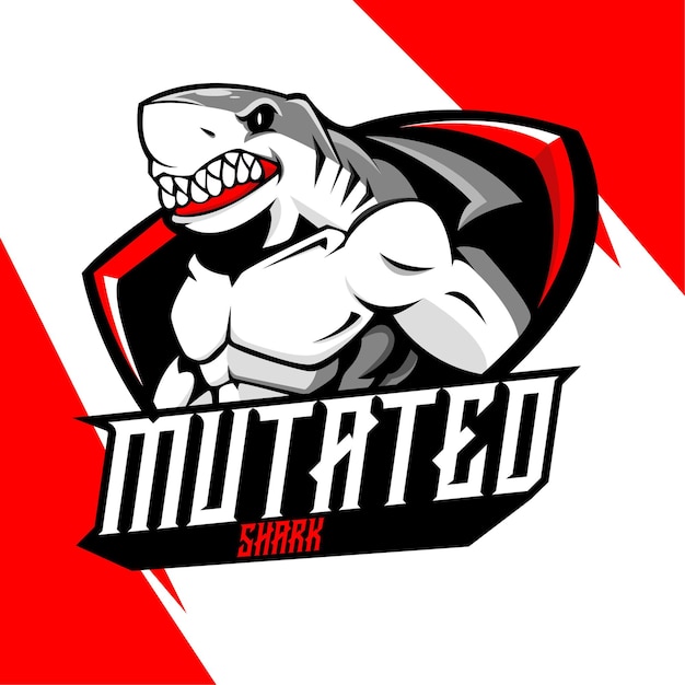 MUSCLE SHARK ESPORT LOGO MASCOT VECTOR