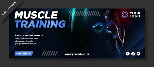 Muscle training social media cover template design