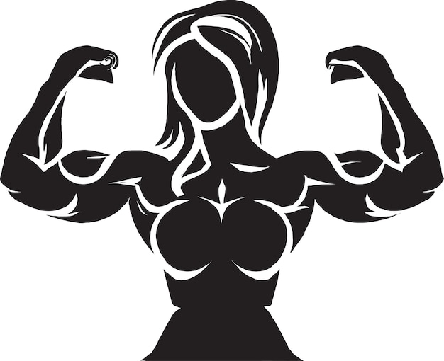 Vector muscleflex toned vector icons for woman bodybuilder logos