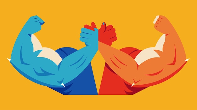 Vector muscles ripple as competitors use all their might in the arm wrestling championship vector