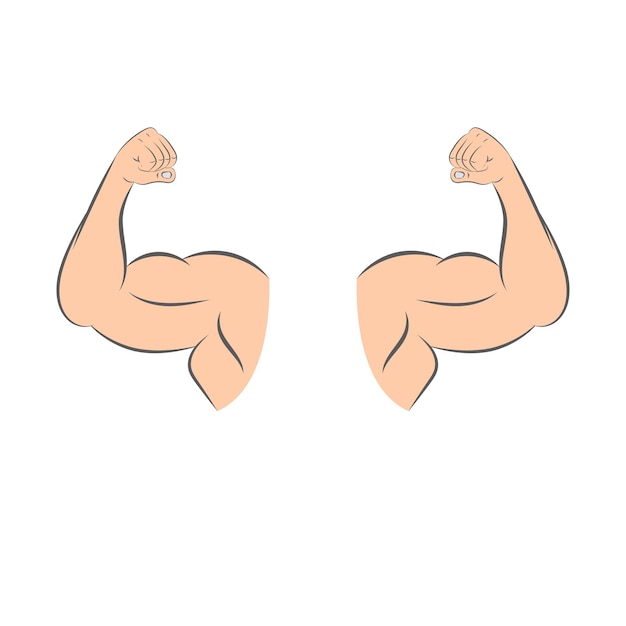 Muscular arm flexing strong hand biceps hand drawn vector illustration