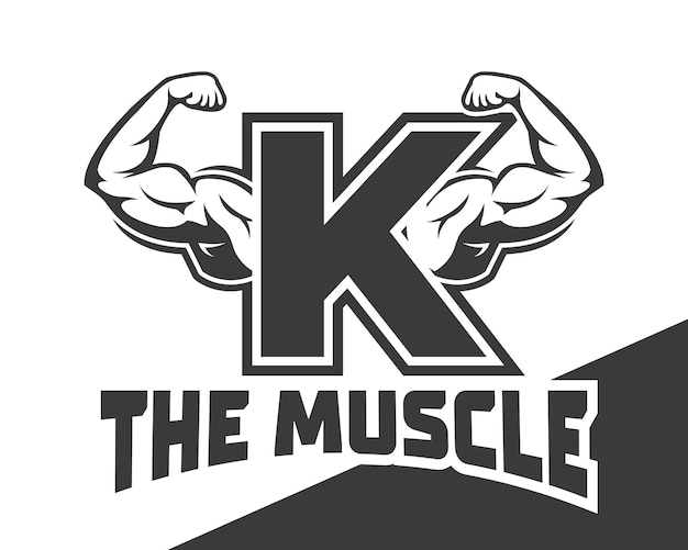 ベクトル 筋肉腕文字 k ロゴ イラスト フィットネス ジム ジムとフィットネス クラブのロゴのテンプレート デザイン
