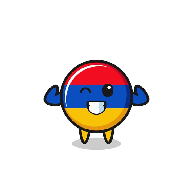 The muscular armenia flag character is posing showing his muscles