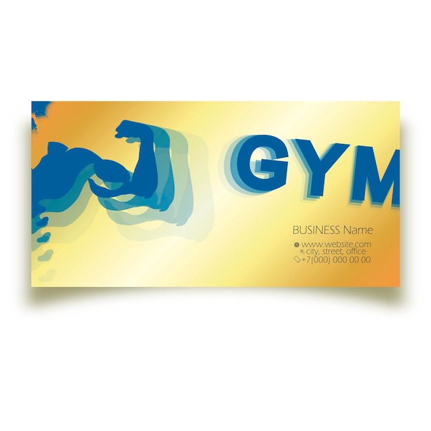 Muscular athlete golden silhouette business card concept for the gym