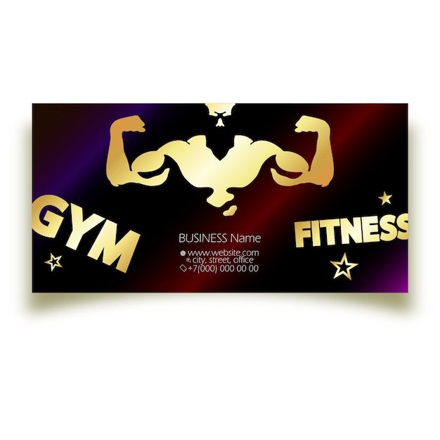 Muscular athlete silhouette business card concept for the gym