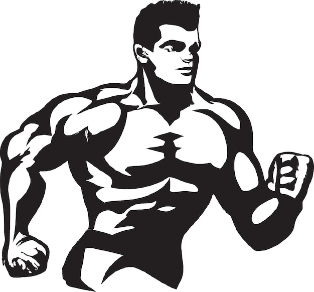 Muscular Bodybuilder Flexing Vector Icon