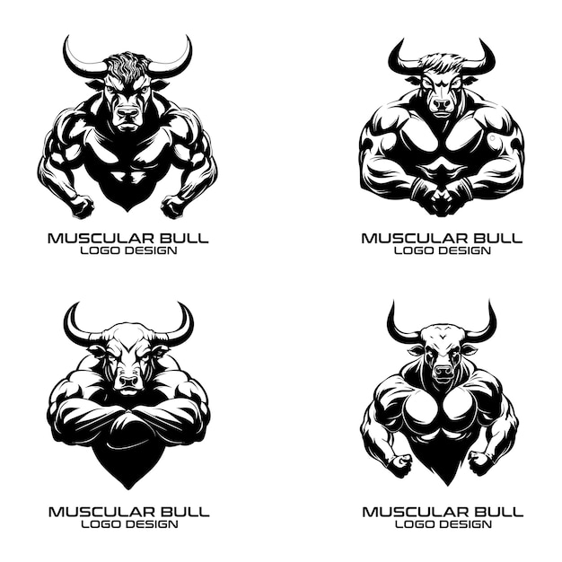 Vettore progettazione del logo del vettore muscolare del toro