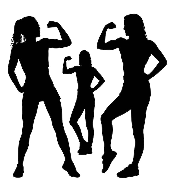 Muscular girl pose silhouette