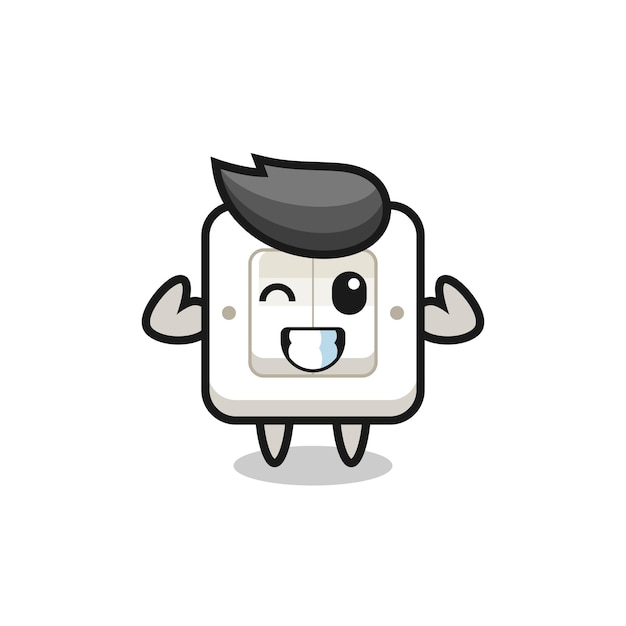 The muscular light switch character is posing showing his muscles , cute style design for t shirt, sticker, logo element