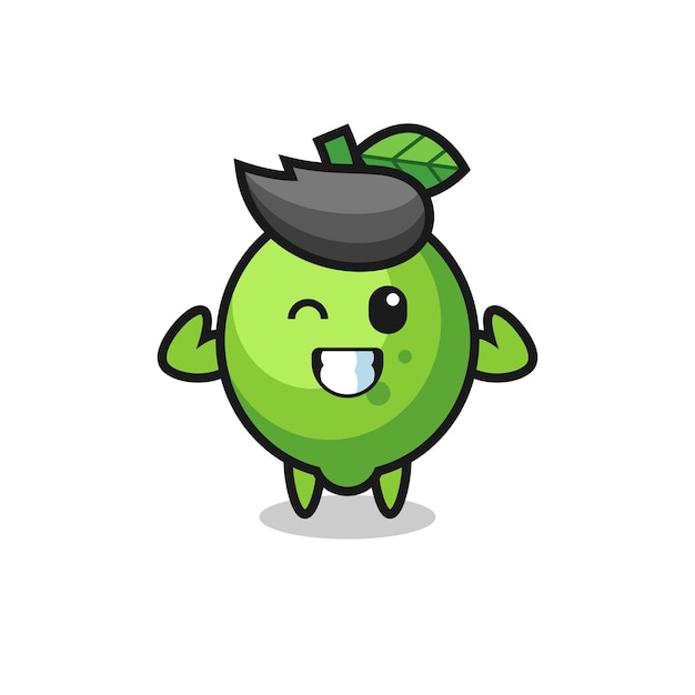 The muscular lime character is posing showing his muscles , cute style design for t shirt, sticker, logo element