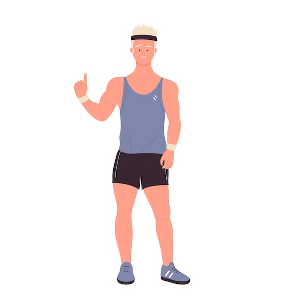 Muscular male trainer pointing finger