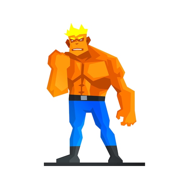 Muscular man shows his strength vector illustration