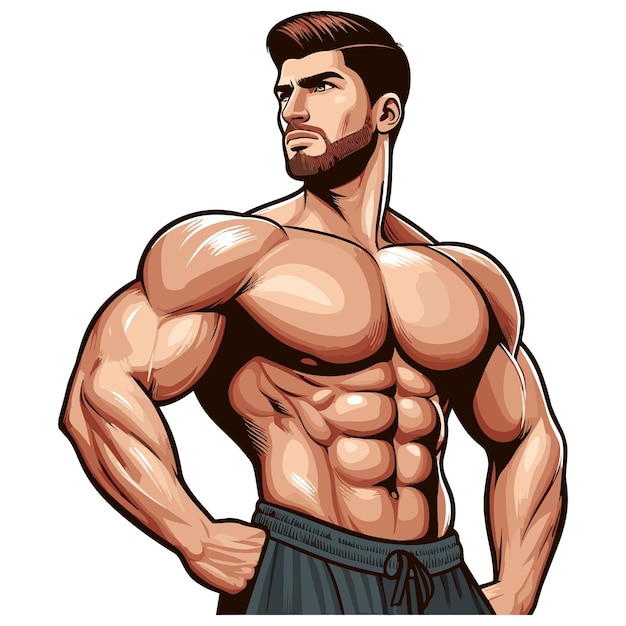 Muscular man with sixpack vector illustration