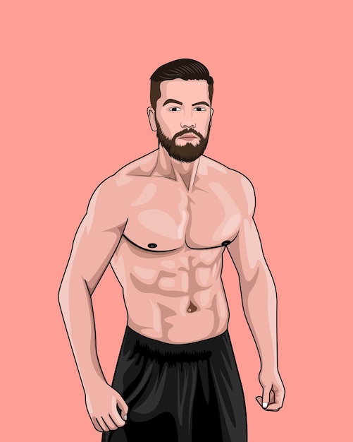 Вектор Мускулистые мужчины делают упражнения для векторной иллюстрации тела фитнеса