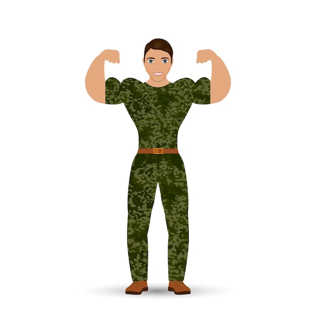 Muscular soldier Vector illustration