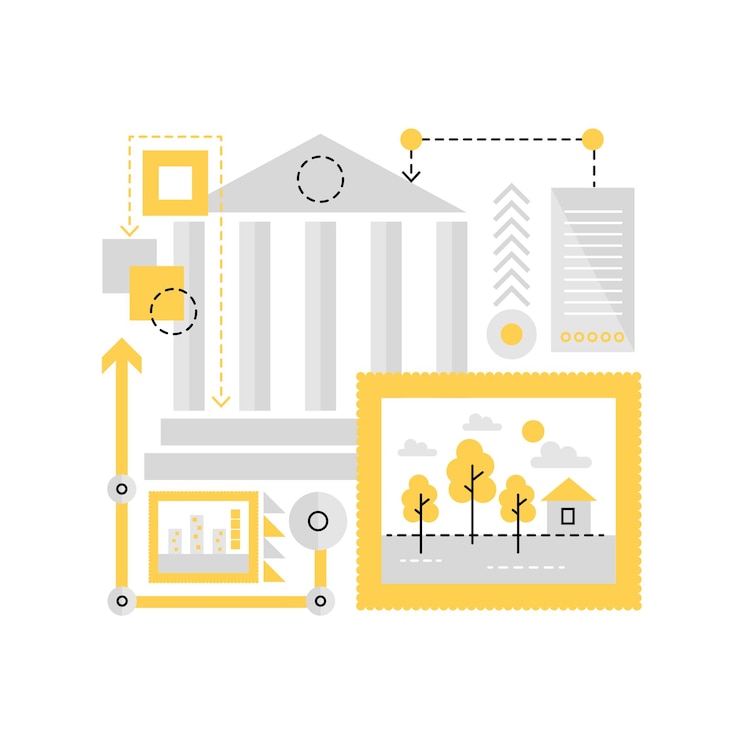 Vector museum building in smart city