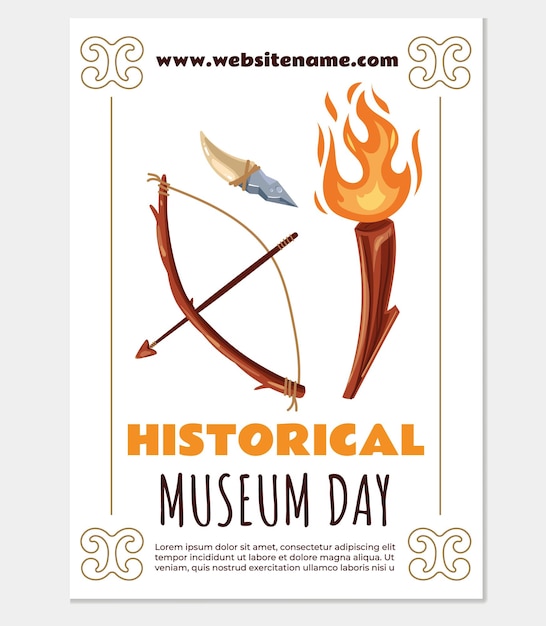 Museum day flyer poster card template flat graphic design illustration