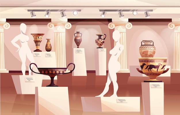 Interno del museo con antichi vasi greci