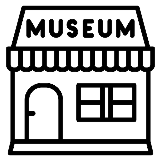 Vector museum shop line illustration