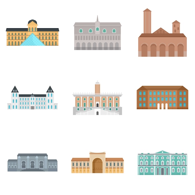 Museumdag Italië paleis pictogrammen instellen