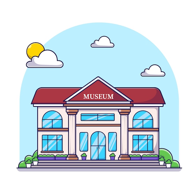 museumgebouw, gebouw landmark pictogram illustratie vector