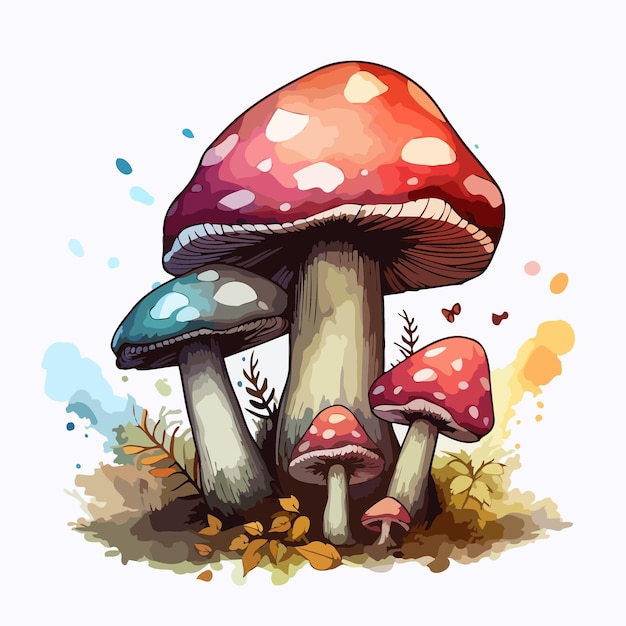 Mushroom bouquet illustration watercolor painting of mushroom bouquet