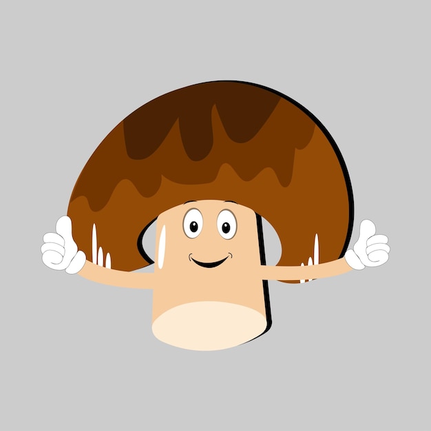 Mushroom cartoon character in various gestures Set illustration mushroom mascot