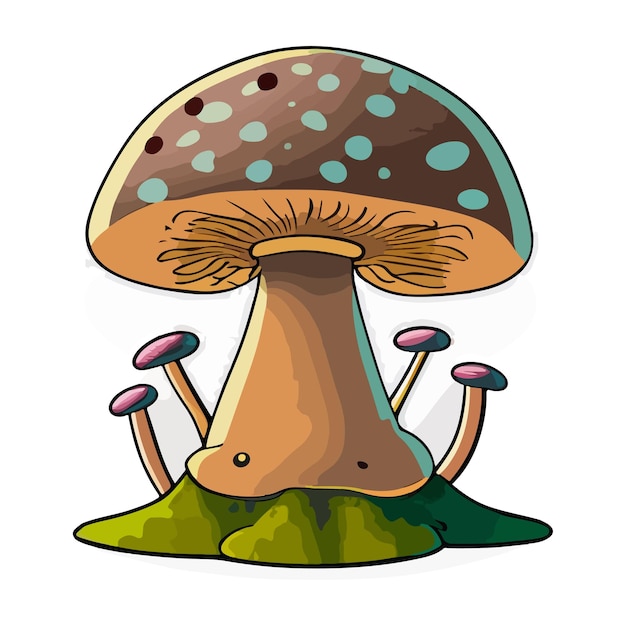 Vector mushroom cartoon drawing isolated on white vector illustration