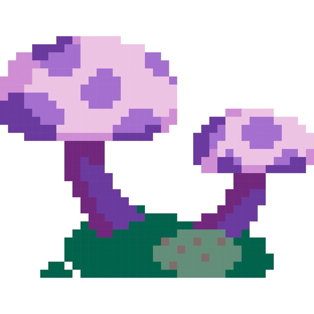 Vector mushroom cartoon icon in pixel stylex9