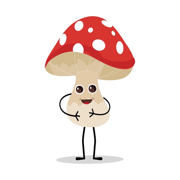 Mushroom character design different expression in vintage style Kawaii mushroom cartoon mascot