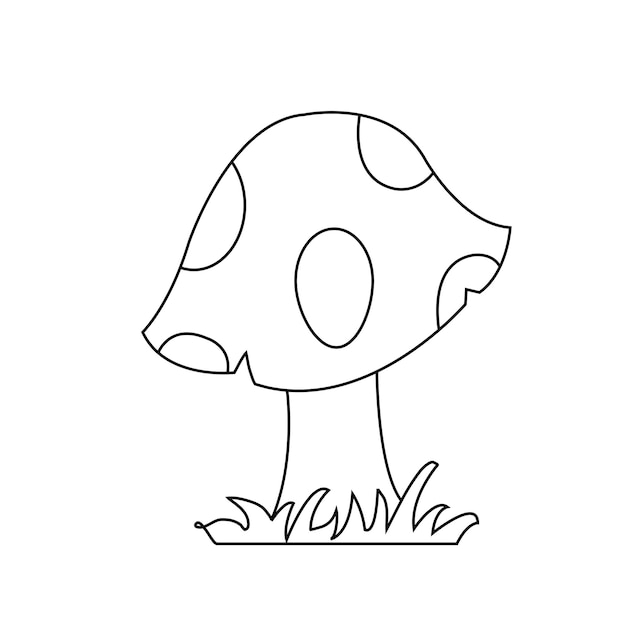 Vector mushroom coloring page for kids