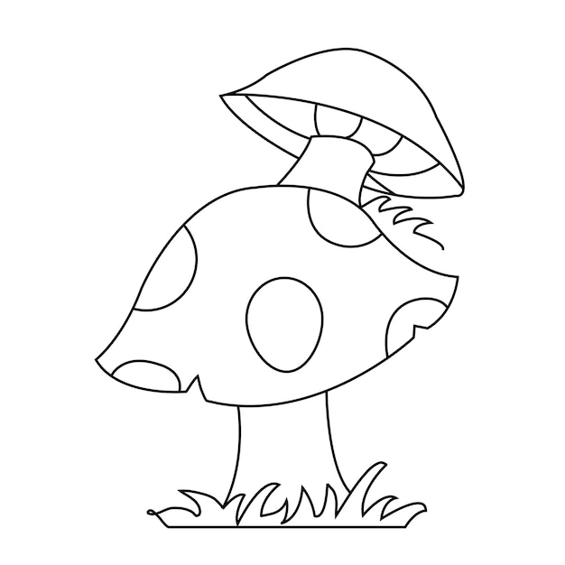 Vector mushroom coloring page for kids