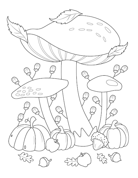 Mushroom coloring page mushroom vector