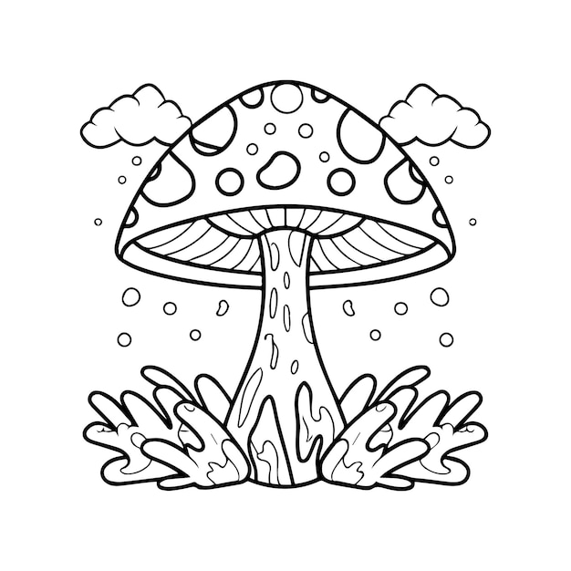 Mushroom coloring pages Mushroom outline vector for coloring book