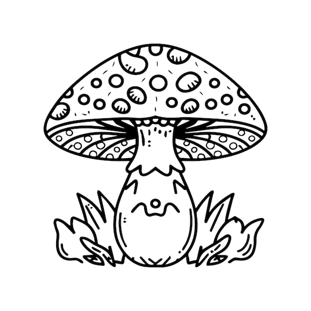 Mushroom coloring pages Mushroom outline vector for coloring book