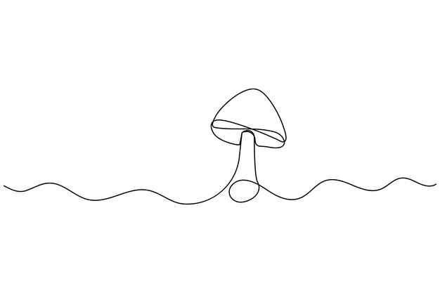 고립된 윤 터 아이콘의 버섯 연속 한 줄 그림