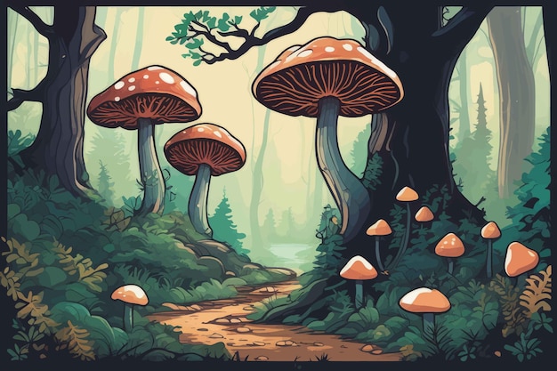 mushroom forest mushroom in the forest vector illustration mushroom forest mushroom in the forest