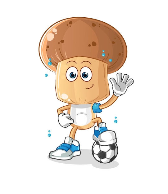 Mushroom head cartoon playing soccer illustration character vector
