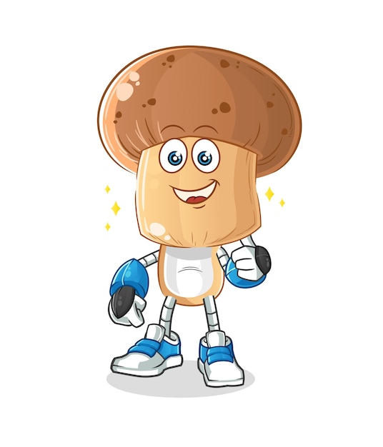 mushroom head cartoon robot character. cartoon mascot vector