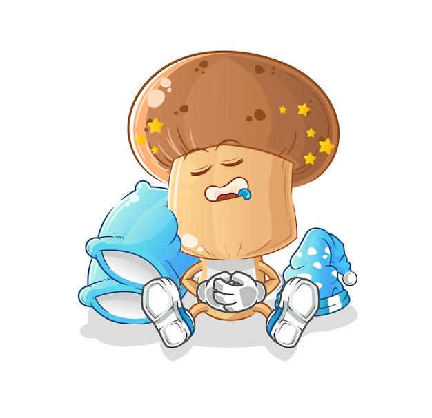 Mushroom head cartoon sleeping character. cartoon mascot vector